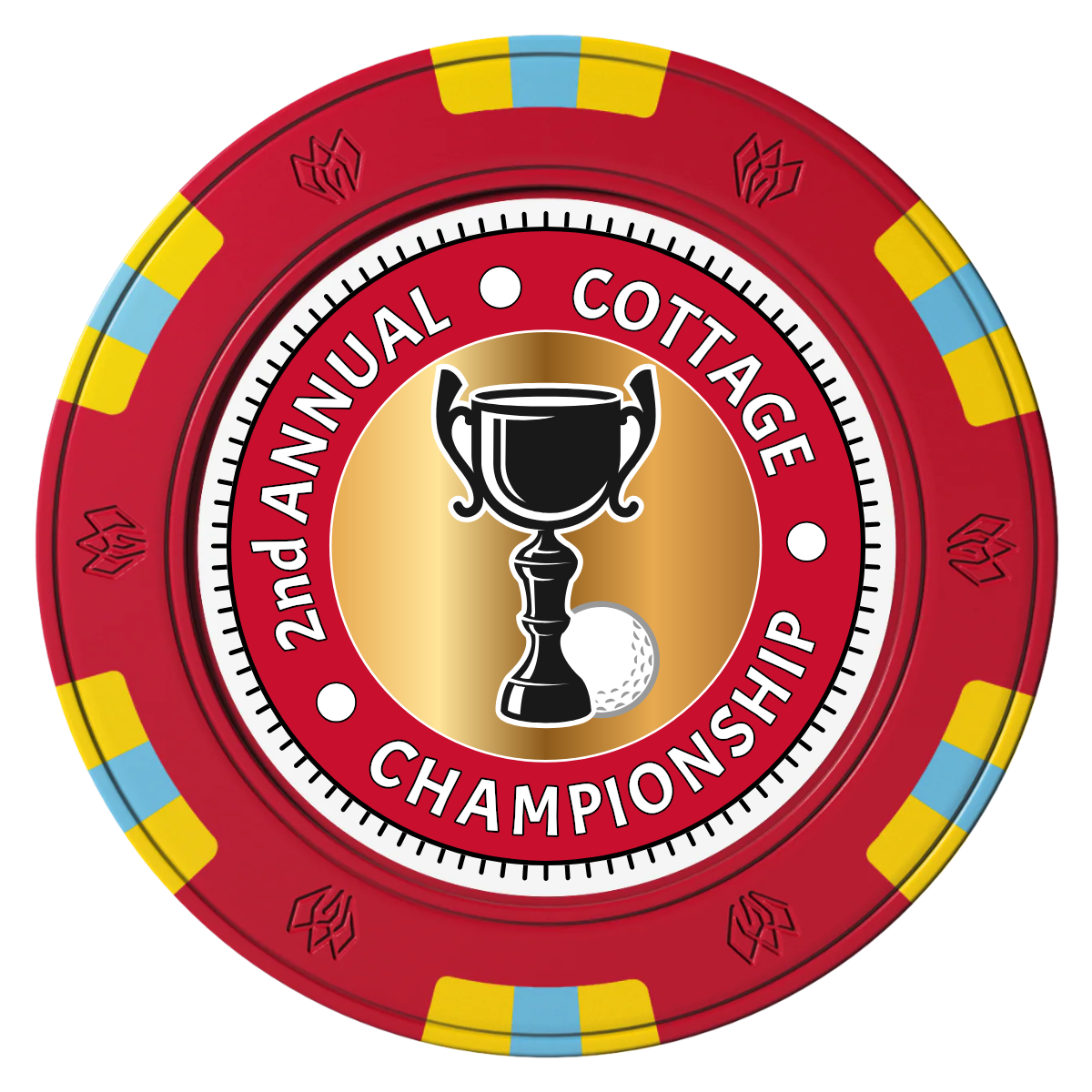 Club Champion Clay Poker Chips - Red / 6 Spot Gem / 43mm - Front