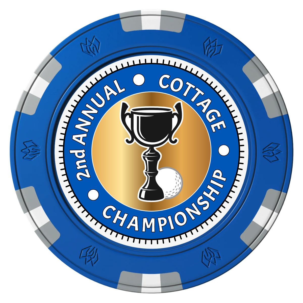 Club Champion Clay Poker Chips - Blue / 6 Spot Gem / 43mm - Front
