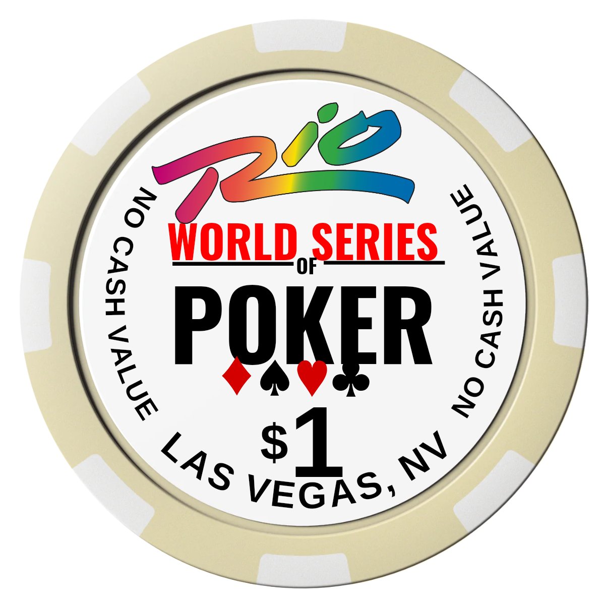 WSOP Magnetic Composite Poker Chips - Ivory / 8 Spot - Front