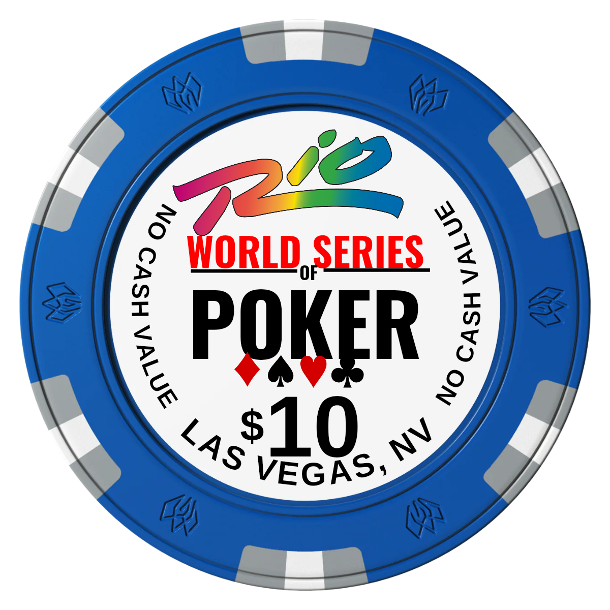 WSOP Clay Poker Chips - Blue / 6 Spot Gem / 40mm - Front