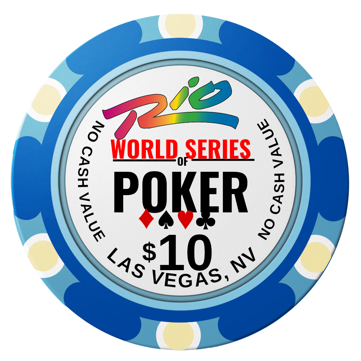 WSOP Clay Poker Chips - Blue / Monte Carlo / 40mm - Front