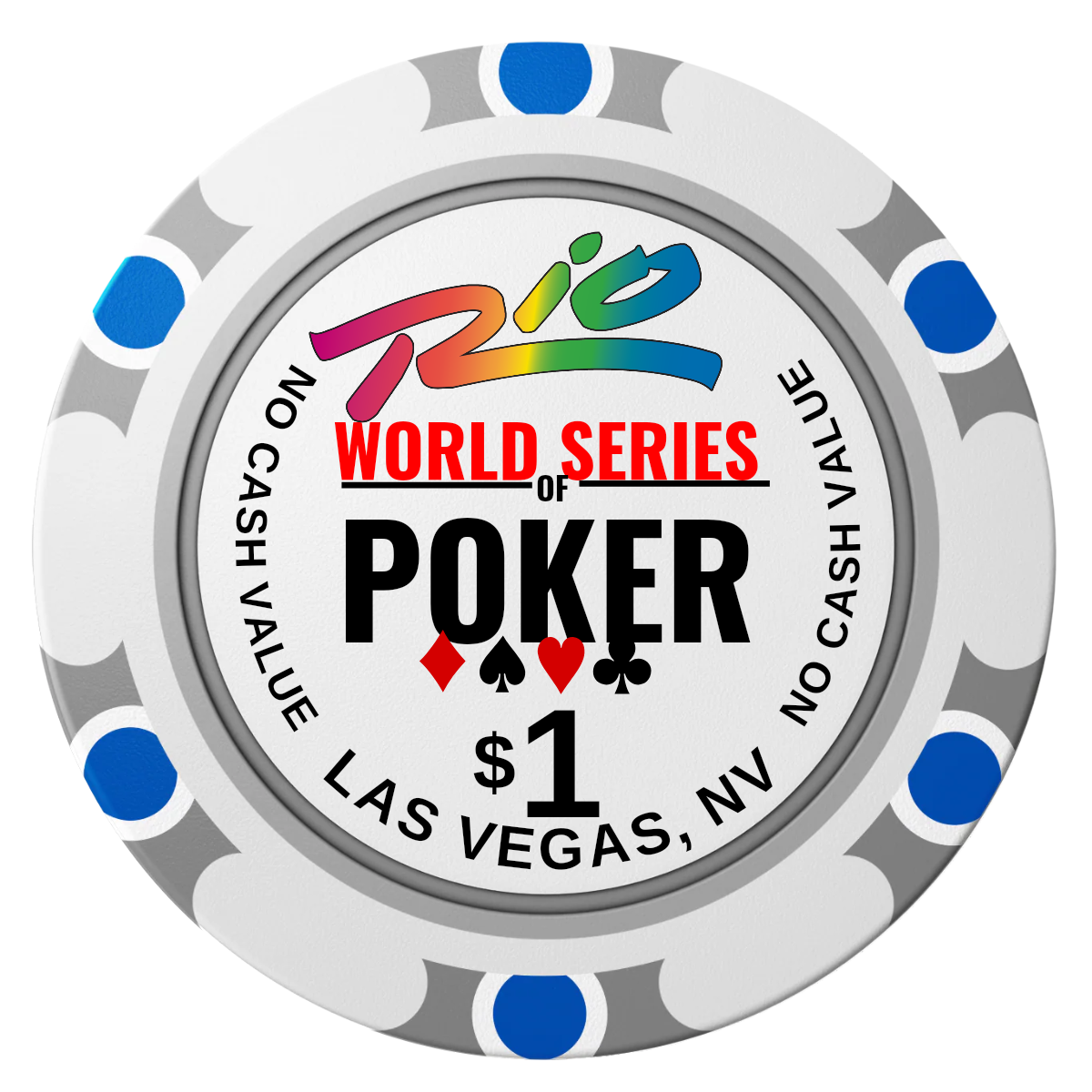 WSOP Clay Poker Chips - White / Monte Carlo / 40mm - Front