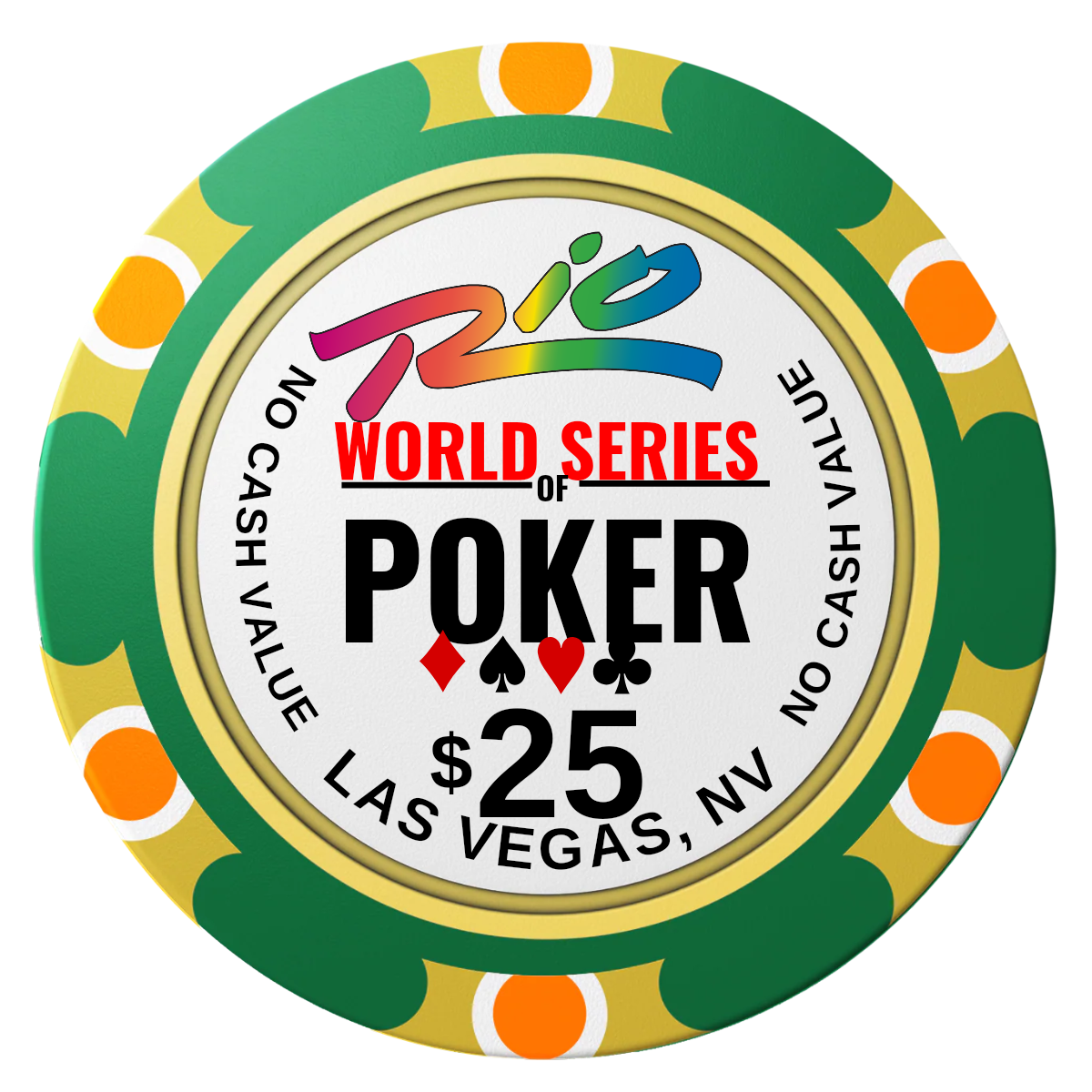 WSOP Clay Poker Chips - Green / Monte Carlo / 40mm - Front