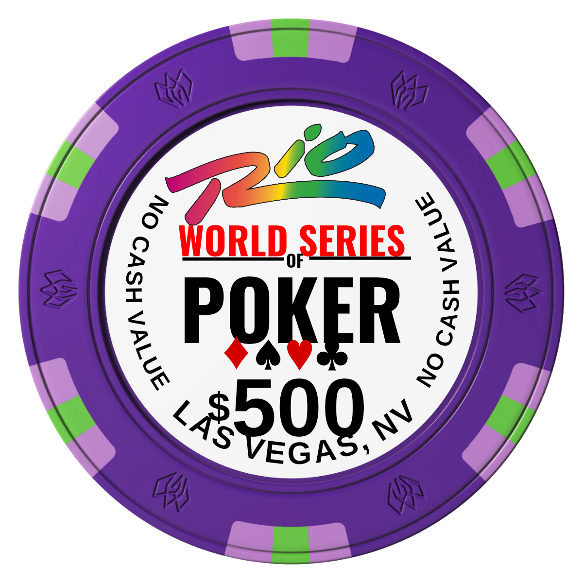 WSOP Clay Poker Chips - Purple / 6 Spot Gem / 40mm - Front