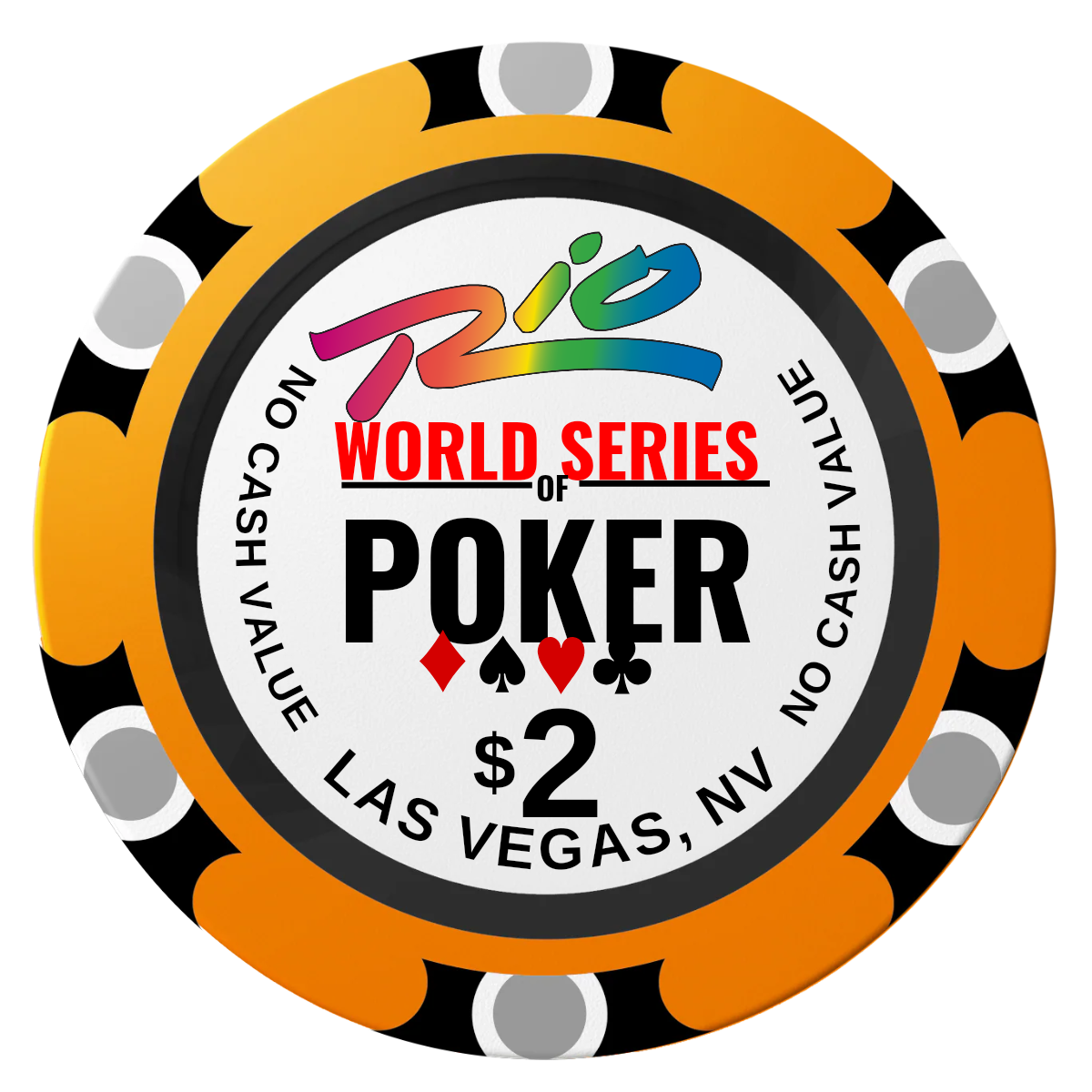 WSOP Clay Poker Chips - Orange / Monte Carlo / 40mm - Front