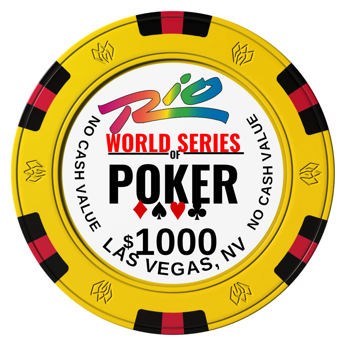 WSOP Clay Poker Chips - Yellow / 6 Spot Gem / 43mm - Front