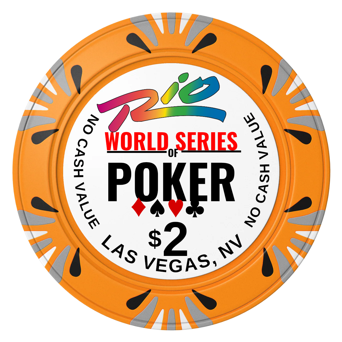WSOP Clay Poker Chips - Orange / Macau / 40mm - Front
