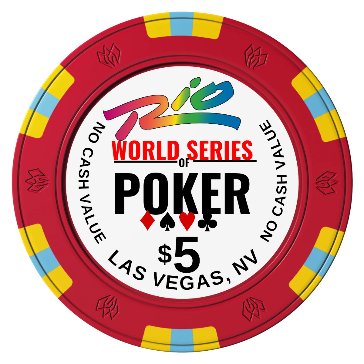 WSOP Clay Poker Chips - Red / 6 Spot Gem / 40mm - Front