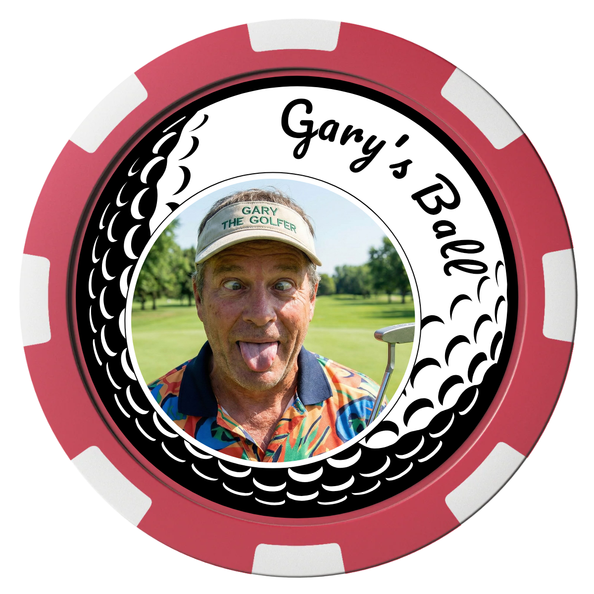 Golf Silhouette Composite Poker Chips - Red / 8 Spot - Front