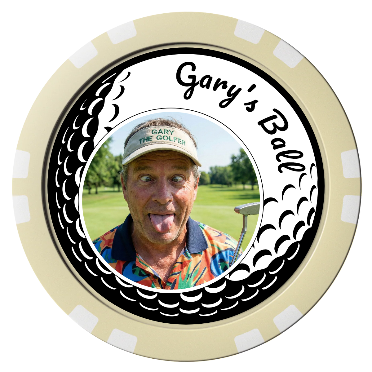 Golf Silhouette Composite Poker Chips - Ivory / Double Stripe - Front