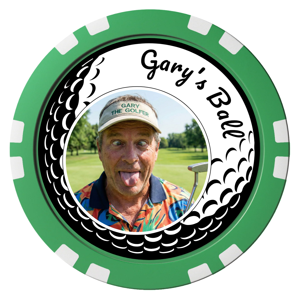 Golf Silhouette Composite Poker Chips - Green / Double Stripe - Front