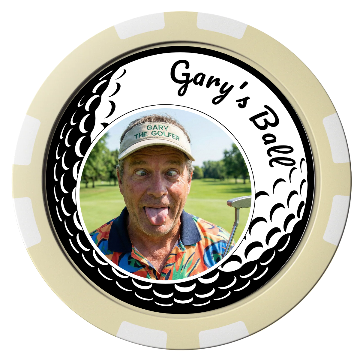 Golf Silhouette Composite Poker Chips - Ivory / 8 Stripe - Front