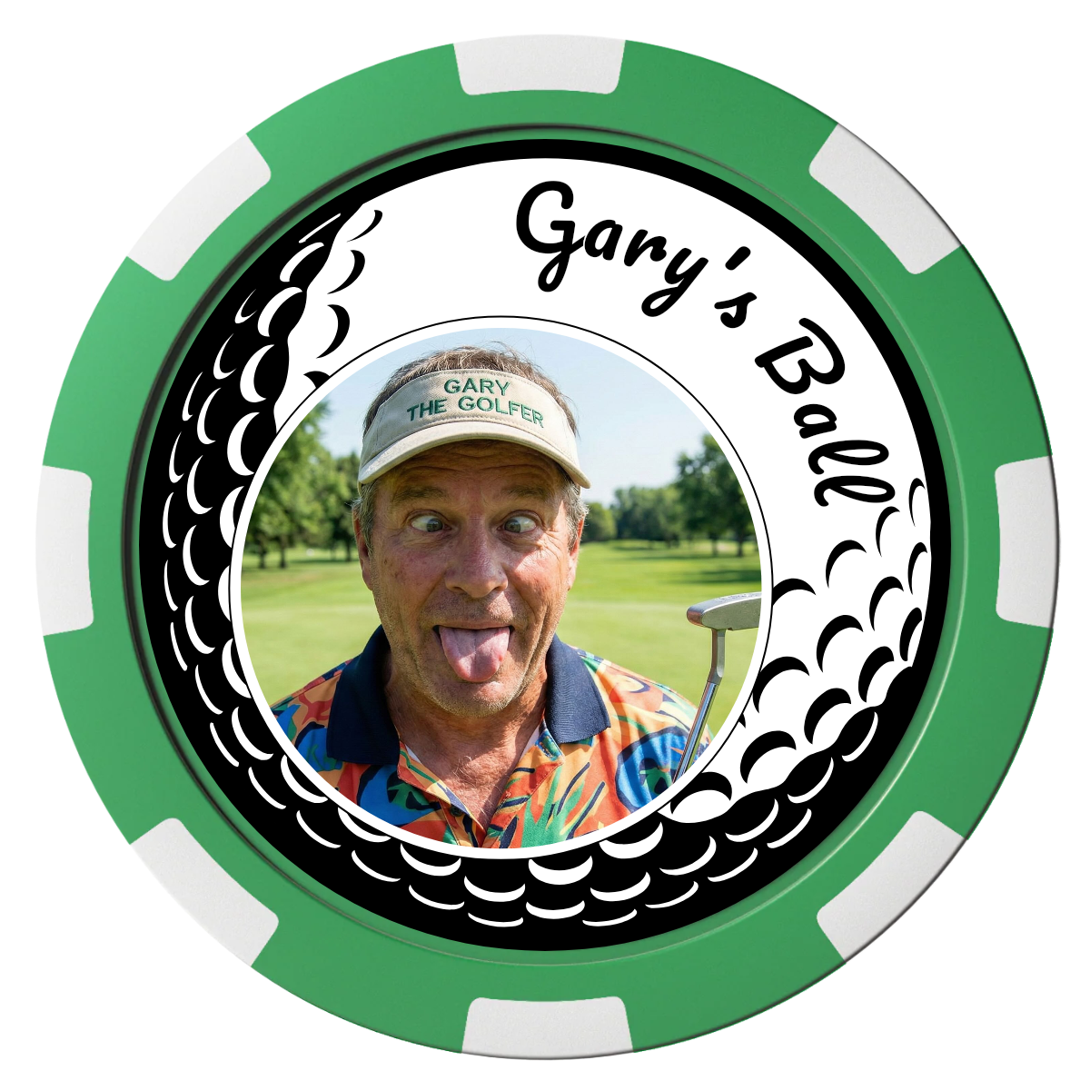 Golf Silhouette Composite Poker Chips - Green / 8 Spot - Front