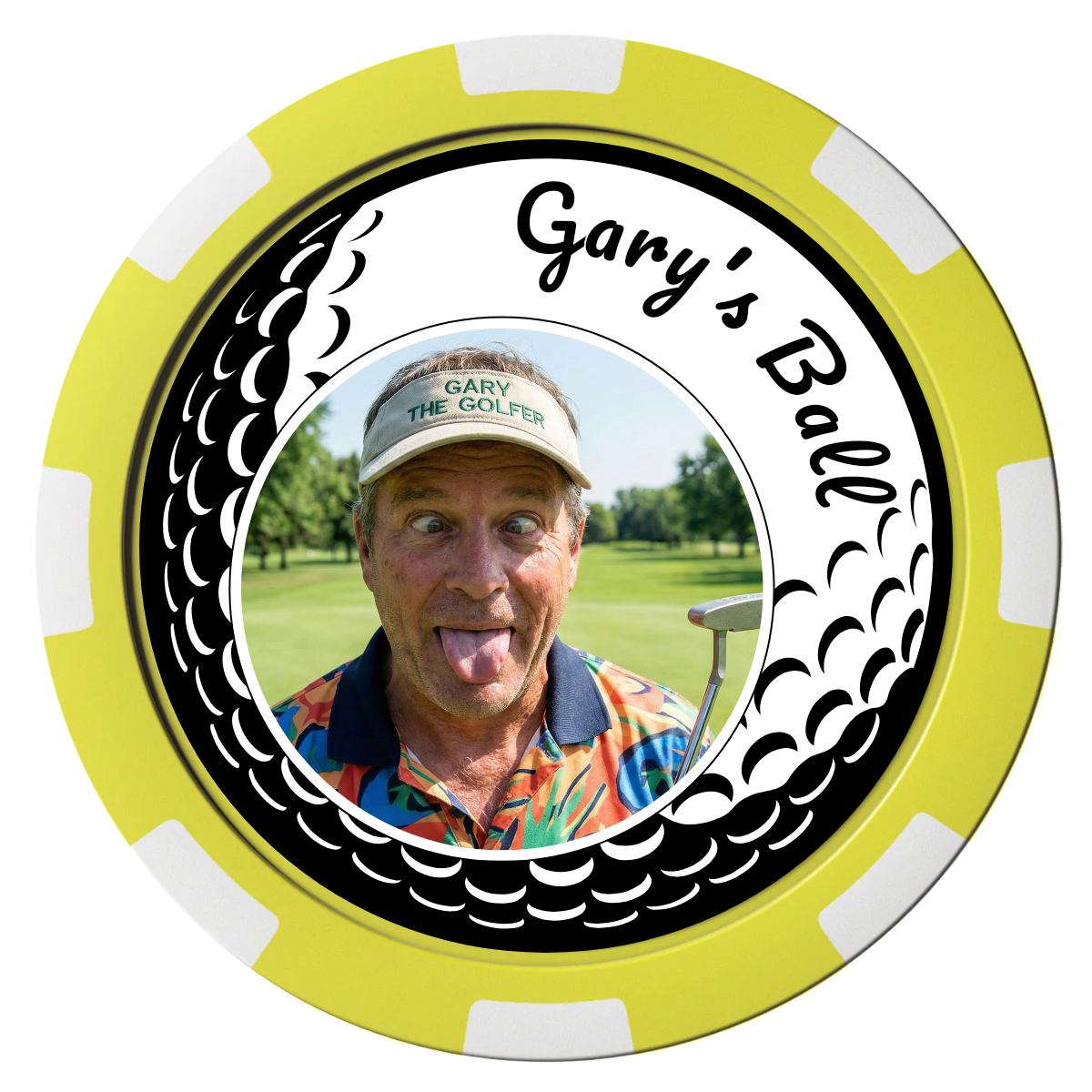 Golf Silhouette Composite Poker Chips - Yellow / 8 Spot - Front