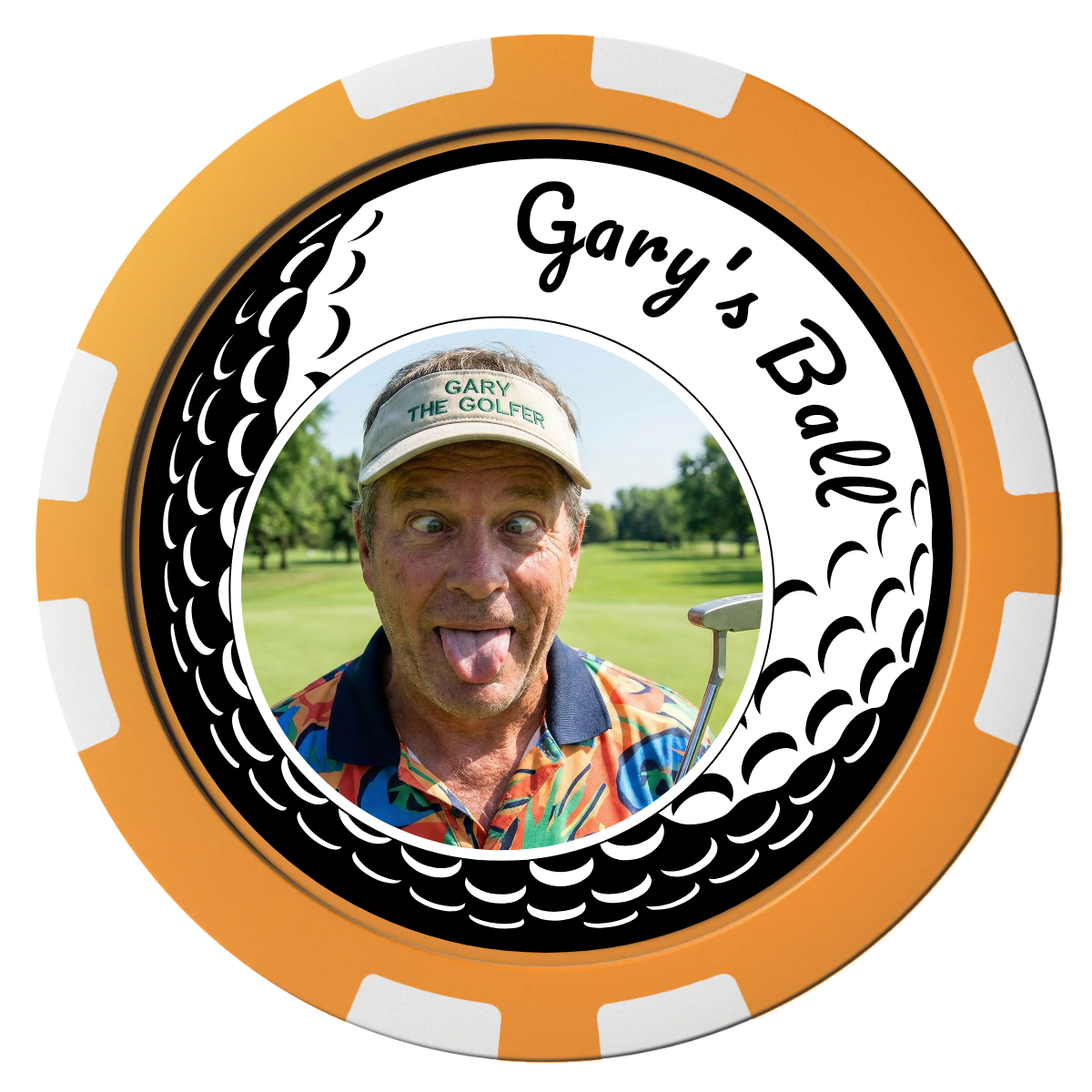 Golf Silhouette Composite Poker Chips - Orange / 8 Stripe - Front