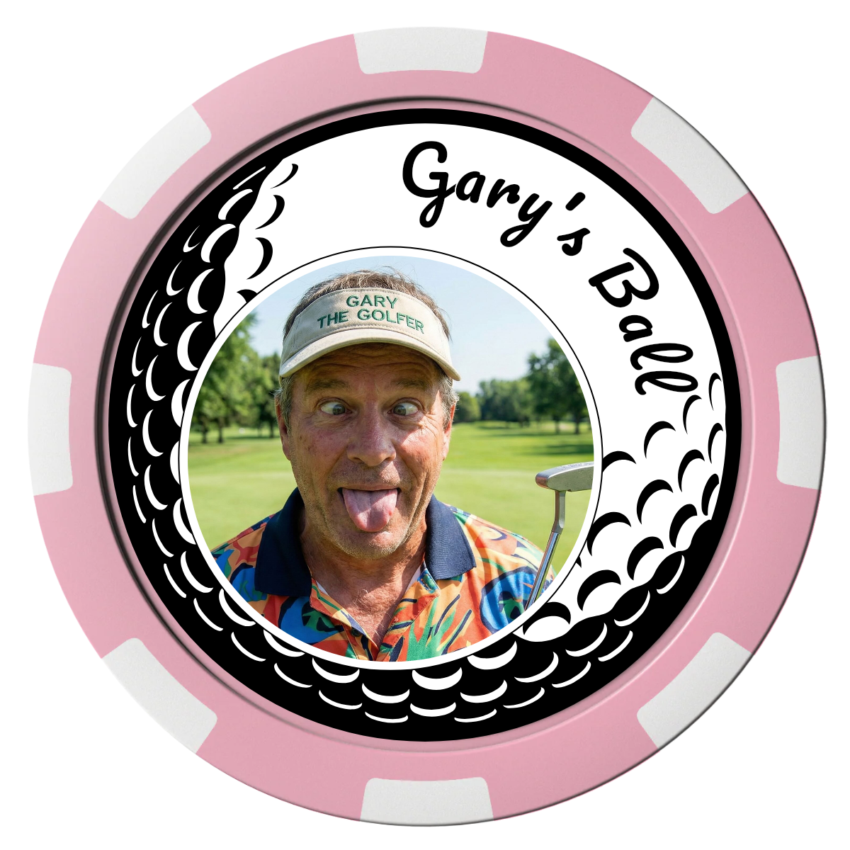 Golf Silhouette Composite Poker Chips - Pink / 8 Spot - Front
