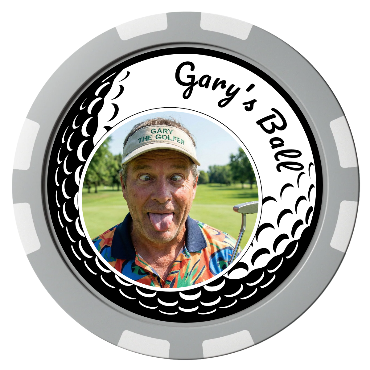 Golf Silhouette Composite Poker Chips - Gray / 8 Stripe - Front