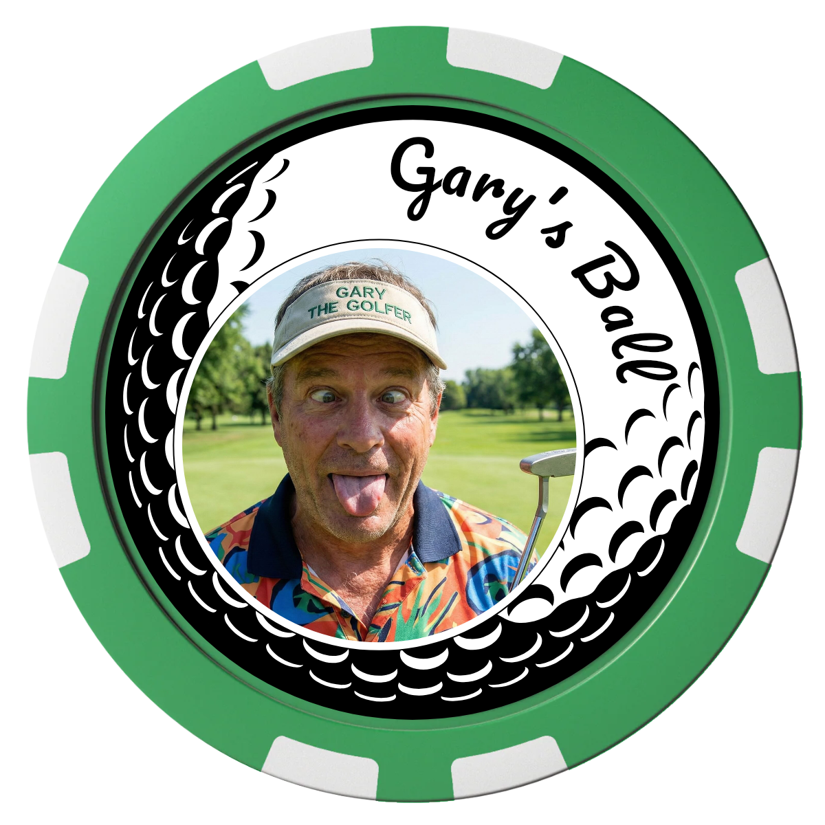 Golf Silhouette Composite Poker Chips - Green / 8 Stripe - Front