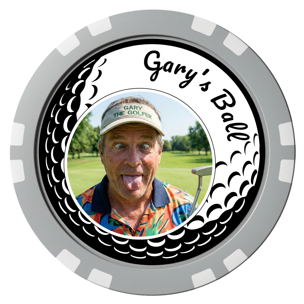 Golf Silhouette Composite Poker Chips - Gray / Double Stripe - Front