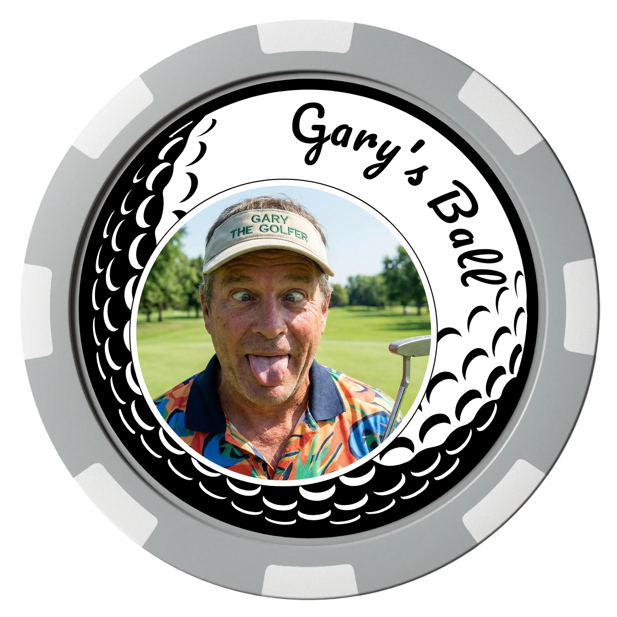 Golf Silhouette Composite Poker Chips - Gray / 8 Spot - Front