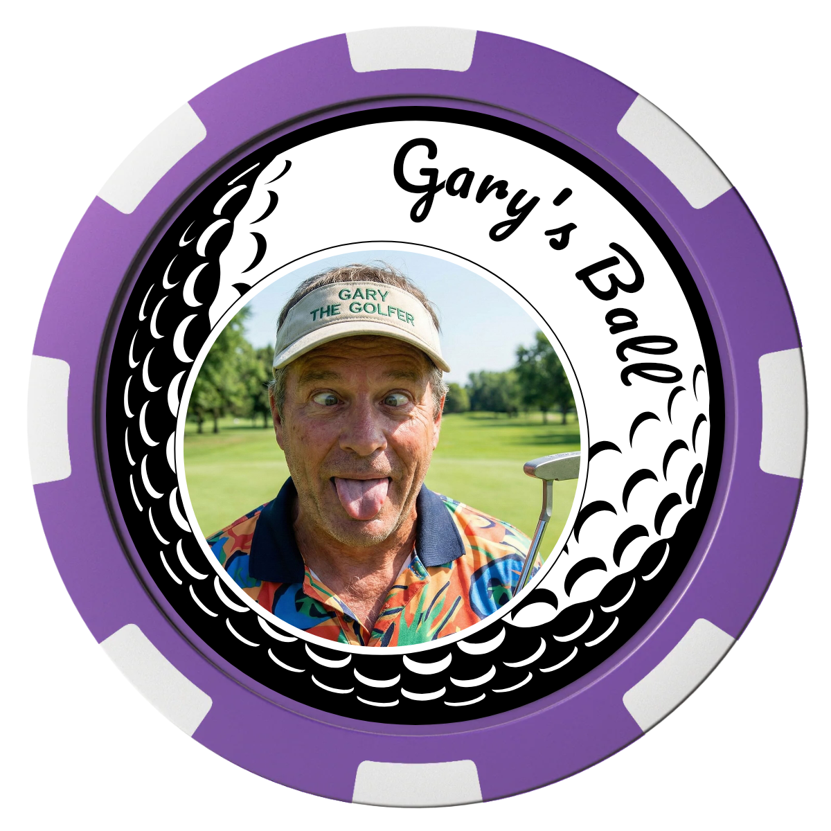 Golf Silhouette Composite Poker Chips - Purple / 8 Spot - Front