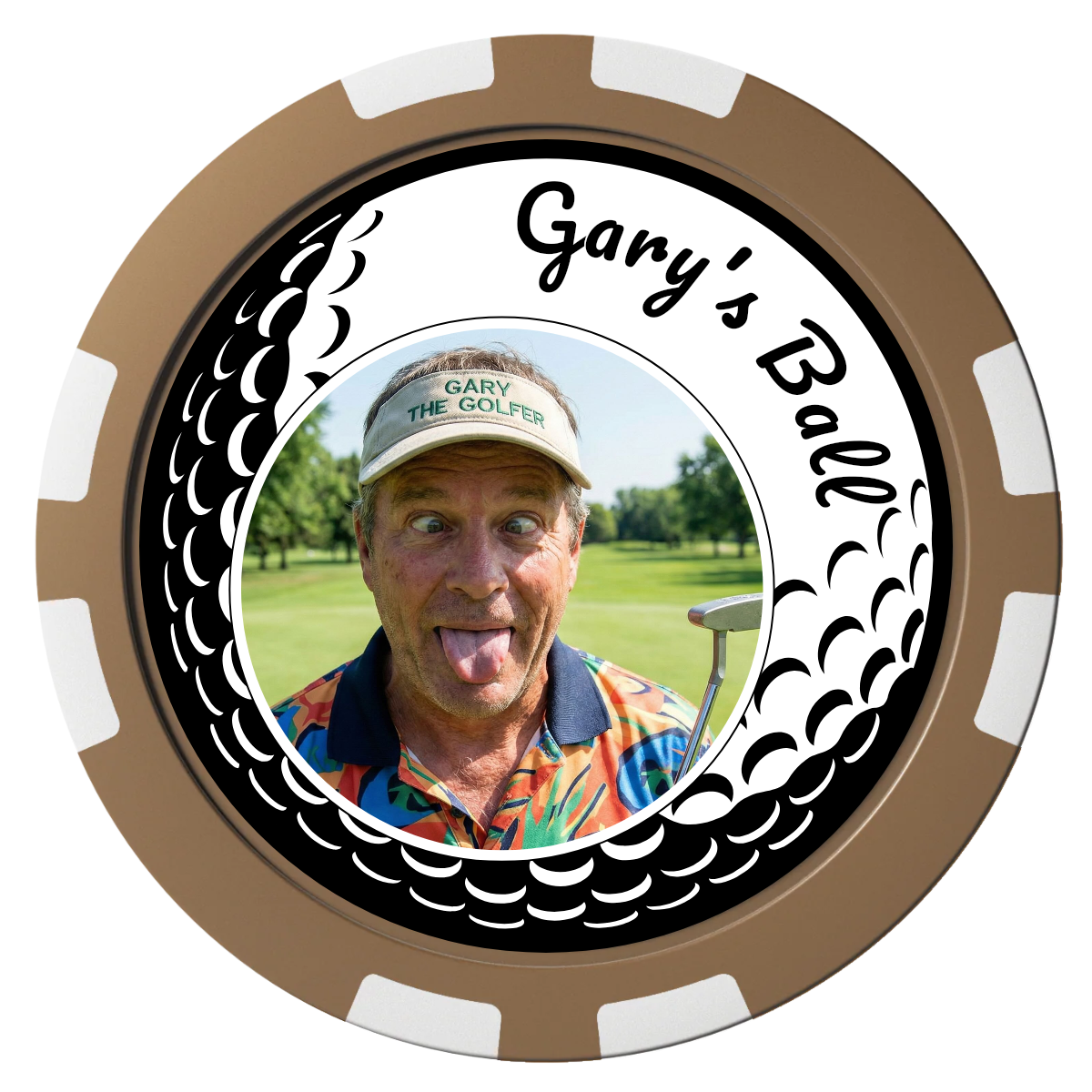 Golf Silhouette Composite Poker Chips - Brown / 8 Stripe - Front