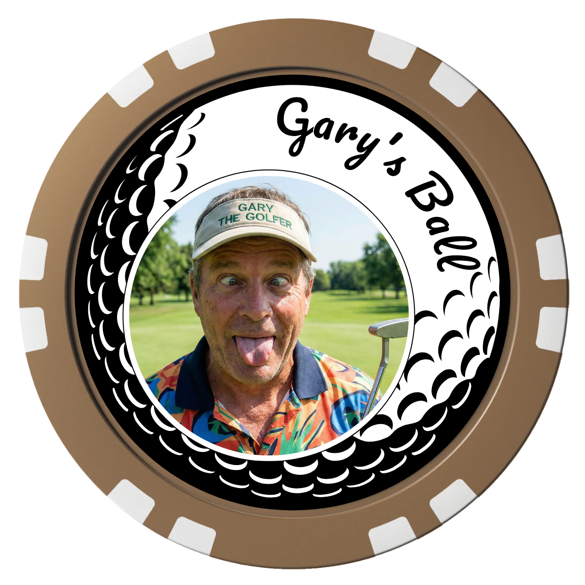 Golf Silhouette Composite Poker Chips - Brown / Double Stripe - Front
