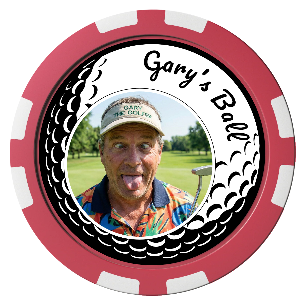 Golf Silhouette Composite Poker Chips - Red / 8 Stripe - Front