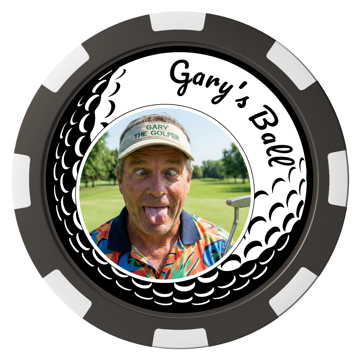 Golf Silhouette Composite Poker Chips - Black / 8 Spot - Front