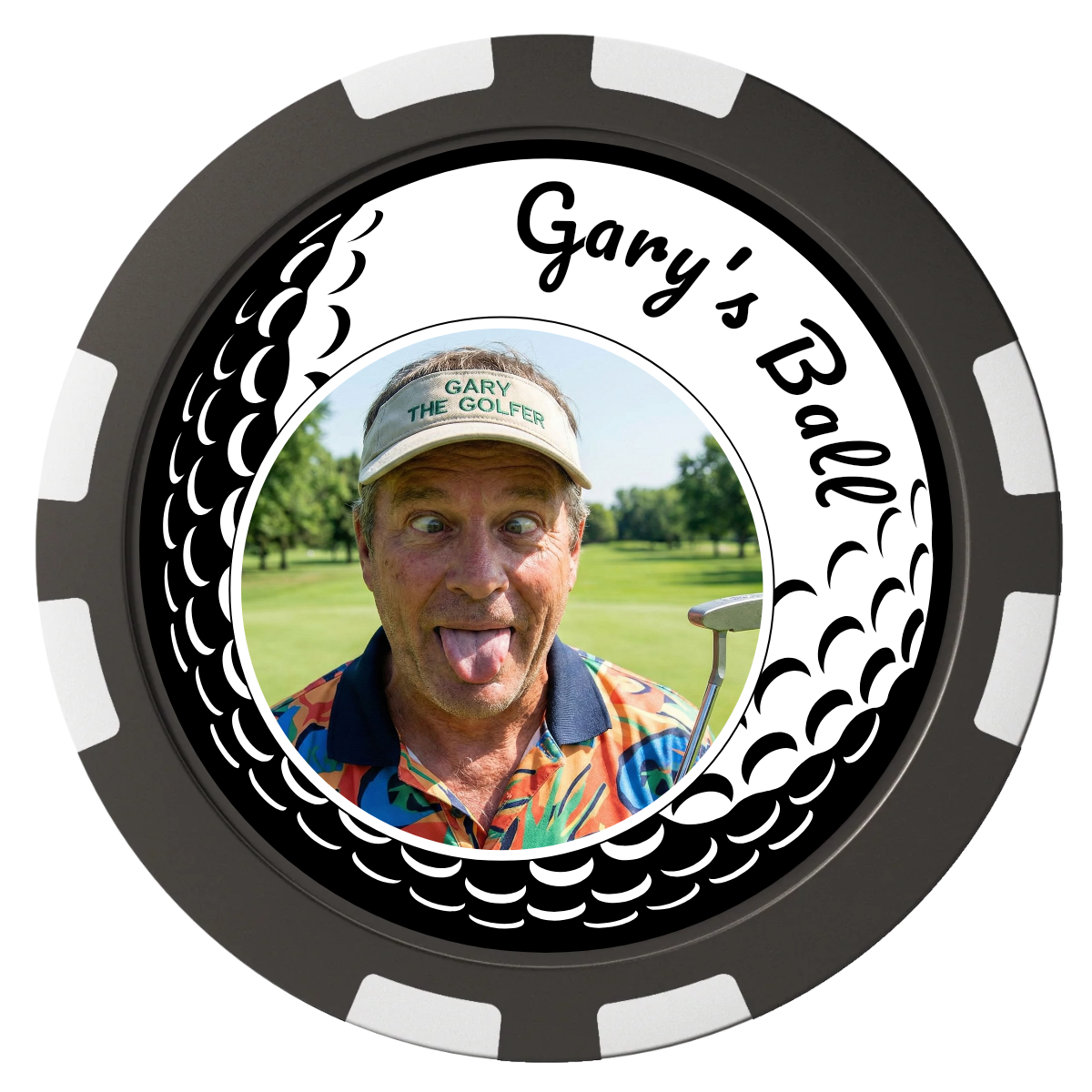 Golf Silhouette Composite Poker Chips - Black / 8 Stripe - Front