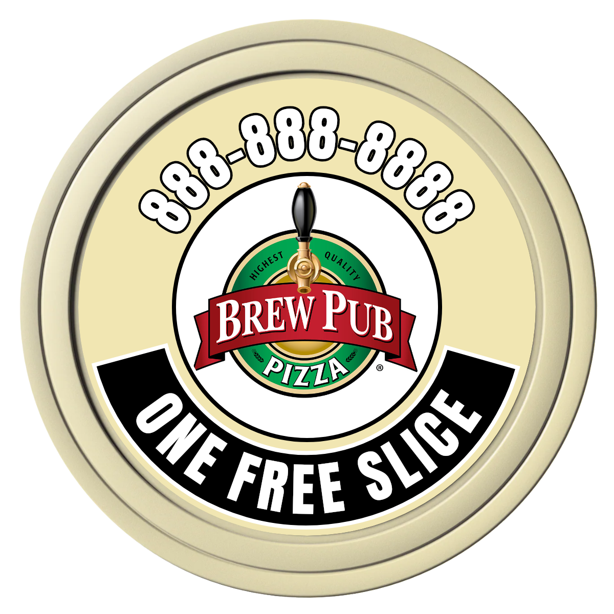 Double Pint with Logo Composite Poker Chips - Ivory / Solid - Front