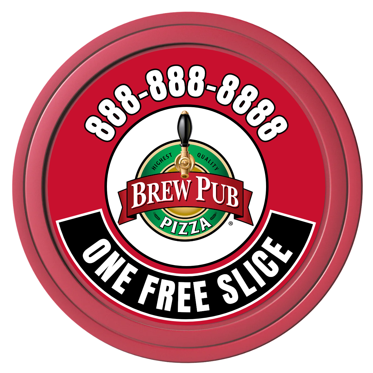 Double Pint with Logo Composite Poker Chips - Red / Solid - Front