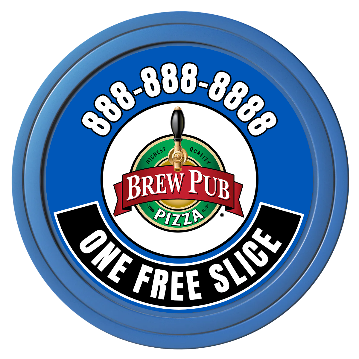 Double Pint with Logo Composite Poker Chips - Blue / Solid - Front