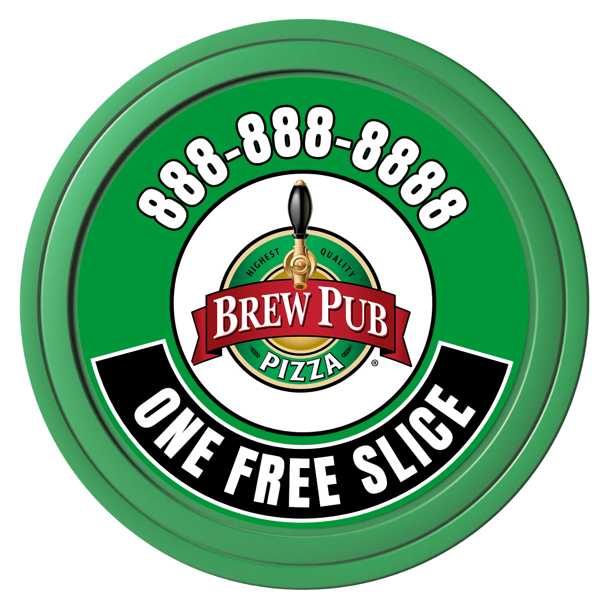 Double Pint with Logo Composite Poker Chips - Green / Solid - Front