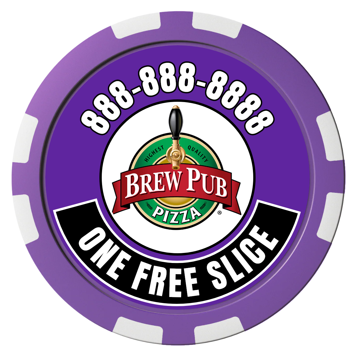 Double Pint with Logo Composite Poker Chips - Purple / 8 Stripe - Front
