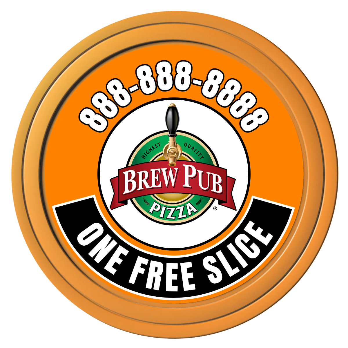 Double Pint with Logo Composite Poker Chips - Orange / Solid - Front