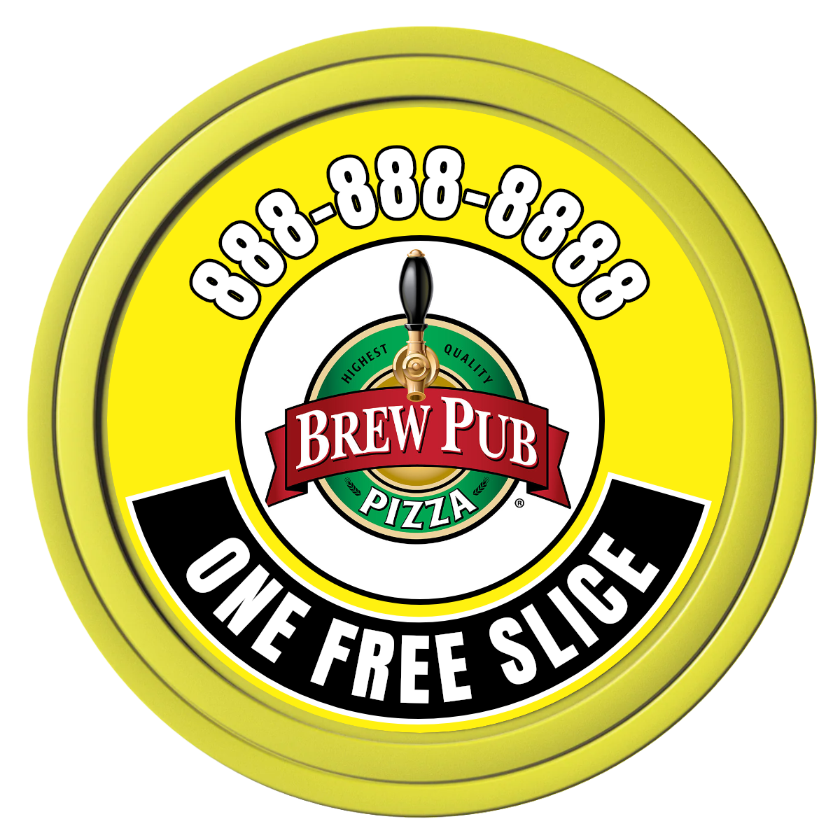 Double Pint with Logo Composite Poker Chips - Yellow / Solid - Front