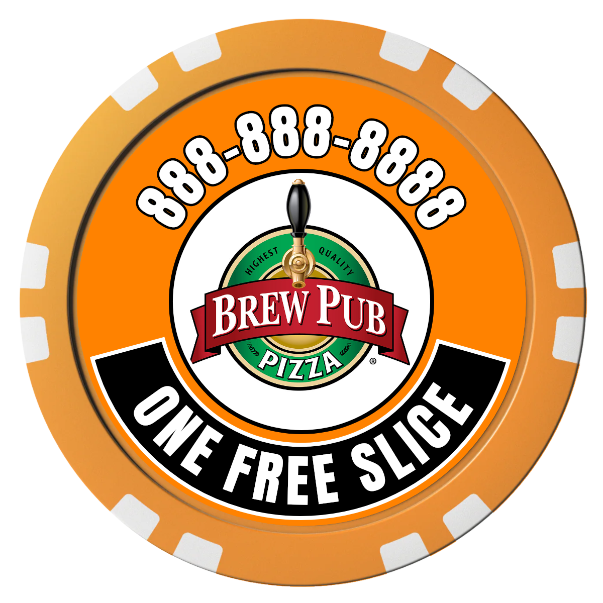 Double Pint with Logo Composite Poker Chips - Orange / Double Stripe - Front