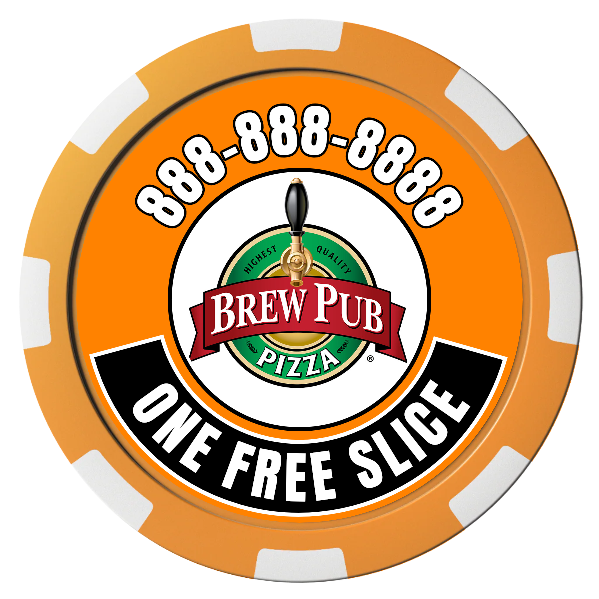 Double Pint with Logo Composite Poker Chips - Orange / 8 Spot - Front