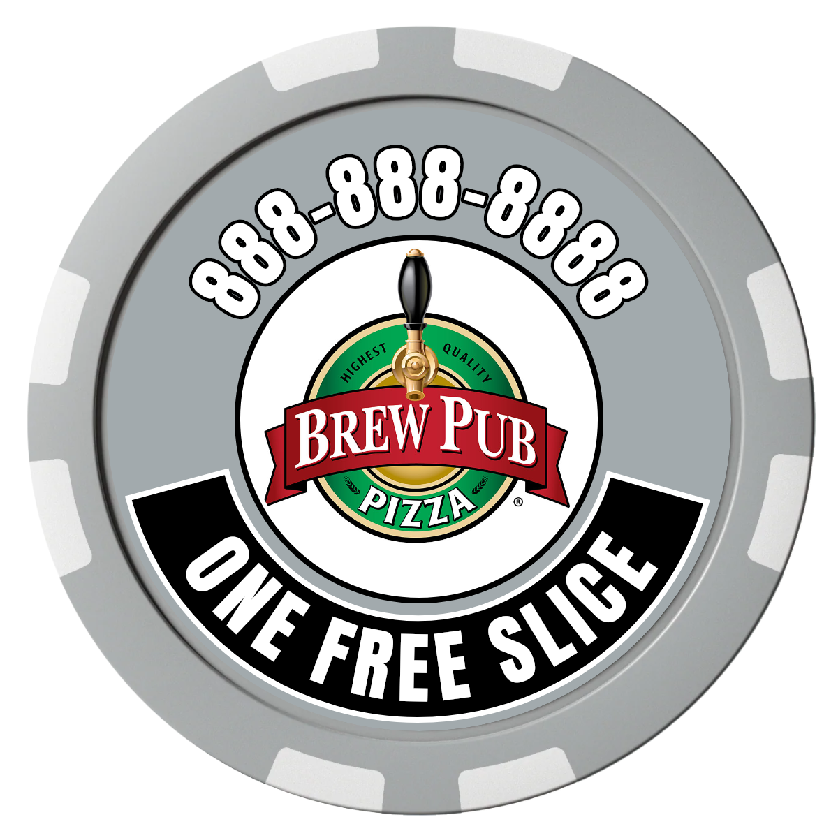 Double Pint with Logo Composite Poker Chips - Gray / 8 Stripe - Front