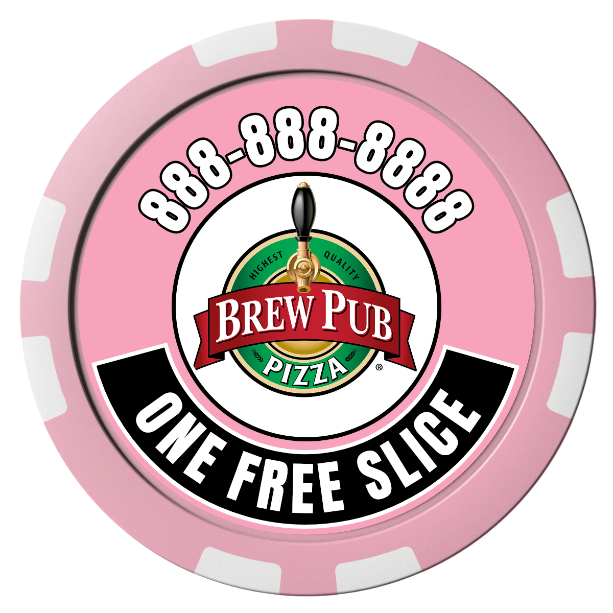 Double Pint with Logo Composite Poker Chips - Pink / 8 Stripe - Front