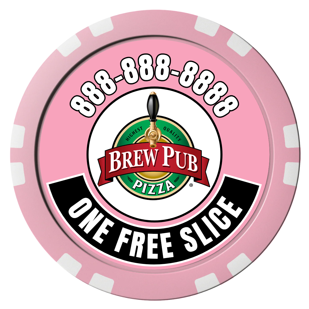 Double Pint with Logo Composite Poker Chips - Pink / Double Stripe - Front