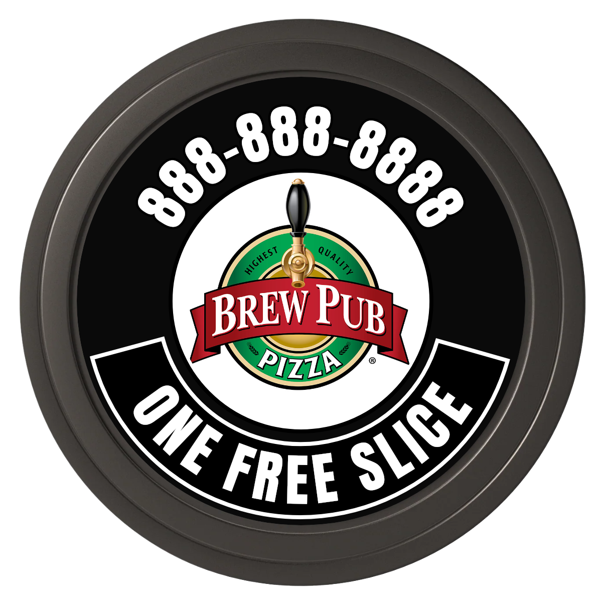 Double Pint with Logo Composite Poker Chips - Black / Solid - Front