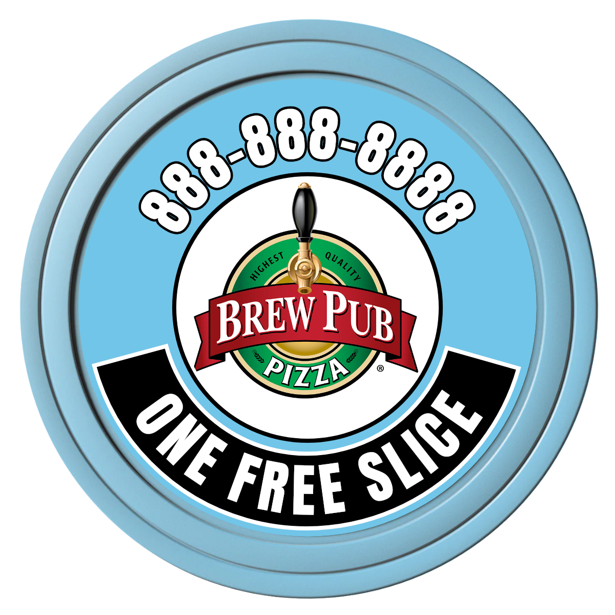 Double Pint with Logo Composite Poker Chips - Light Blue / Solid - Front