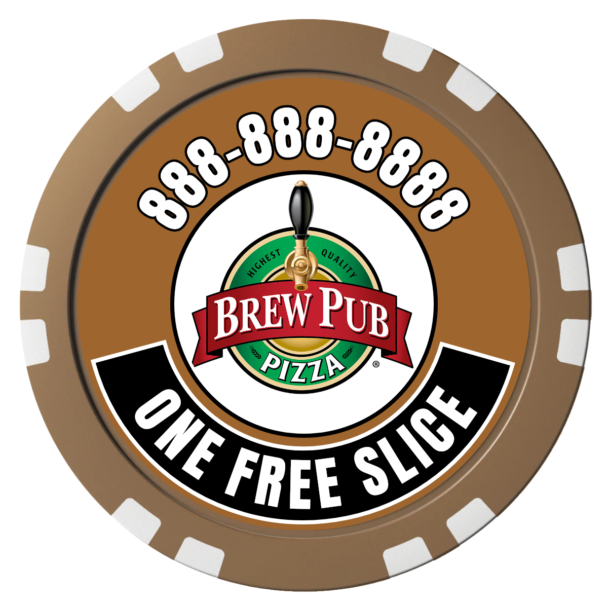 Double Pint with Logo Composite Poker Chips - Brown / Double Stripe - Front