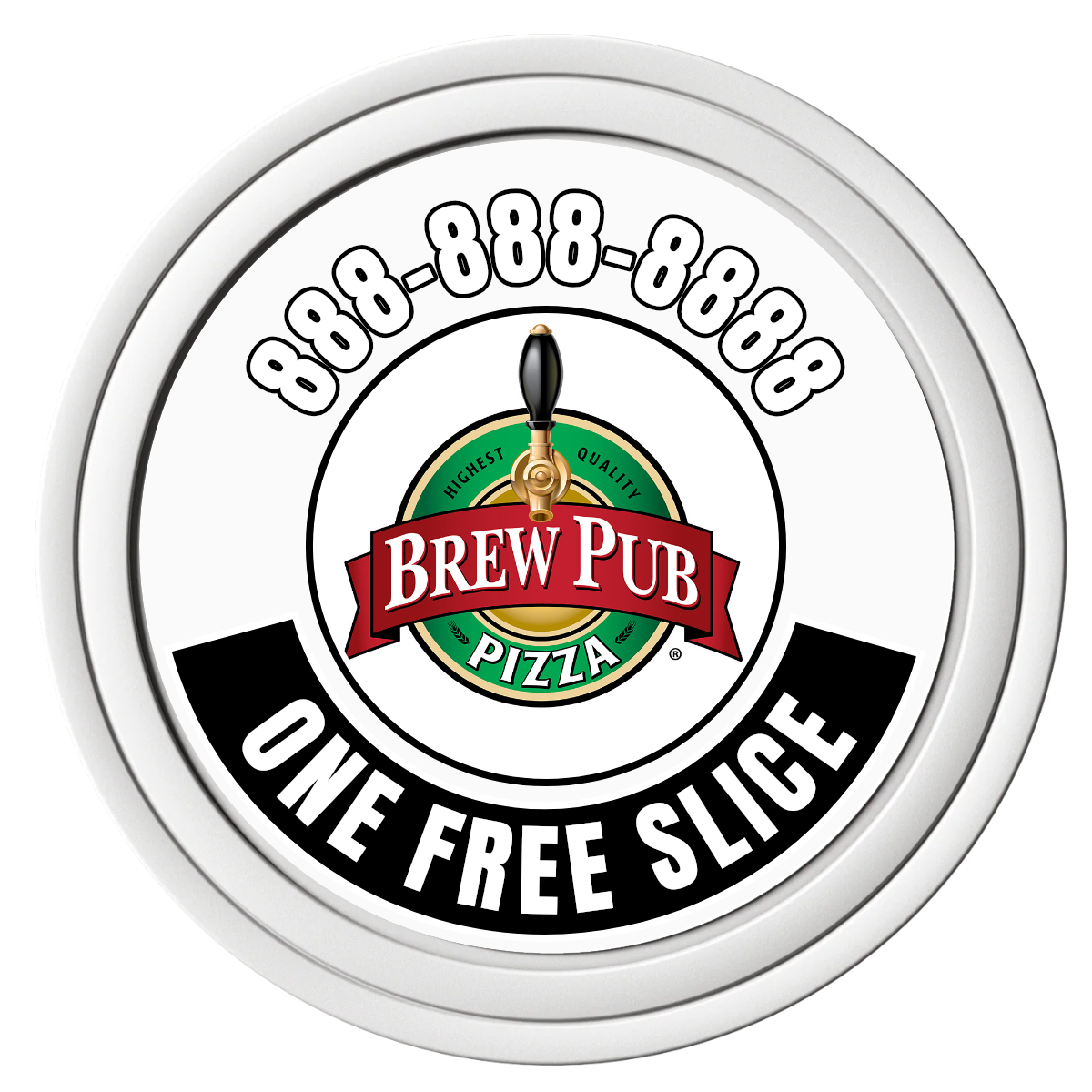 Double Pint with Logo Composite Poker Chips - White / Solid - Front