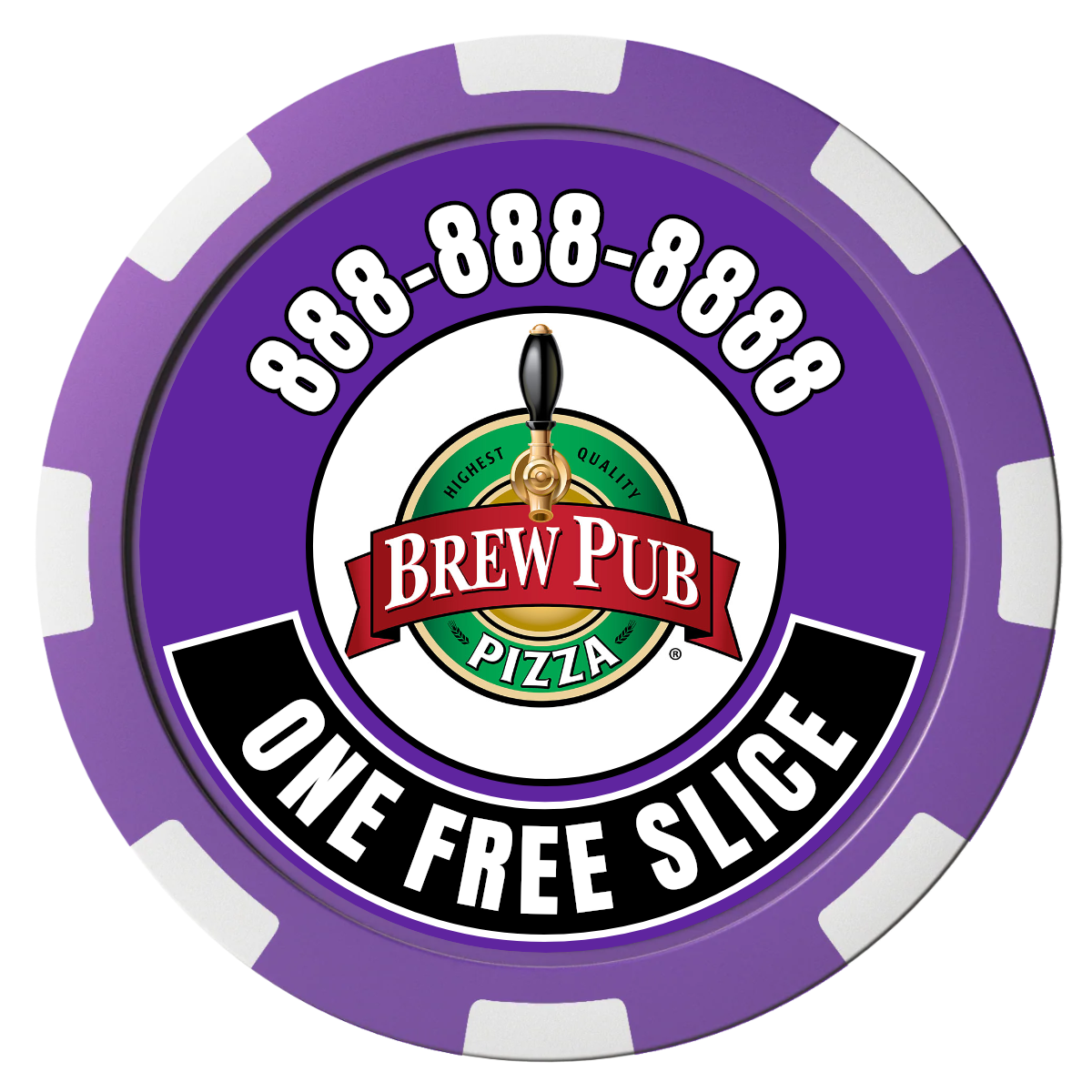 Double Pint with Logo Composite Poker Chips - Purple / 8 Spot - Front