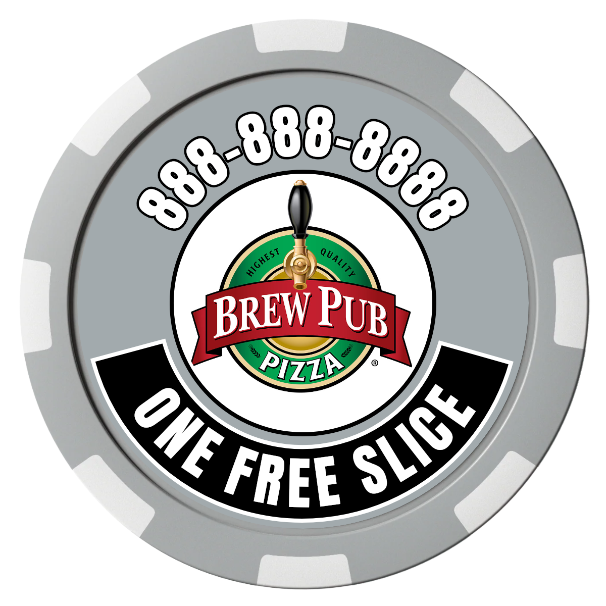 Double Pint with Logo Composite Poker Chips - Gray / 8 Spot - Front