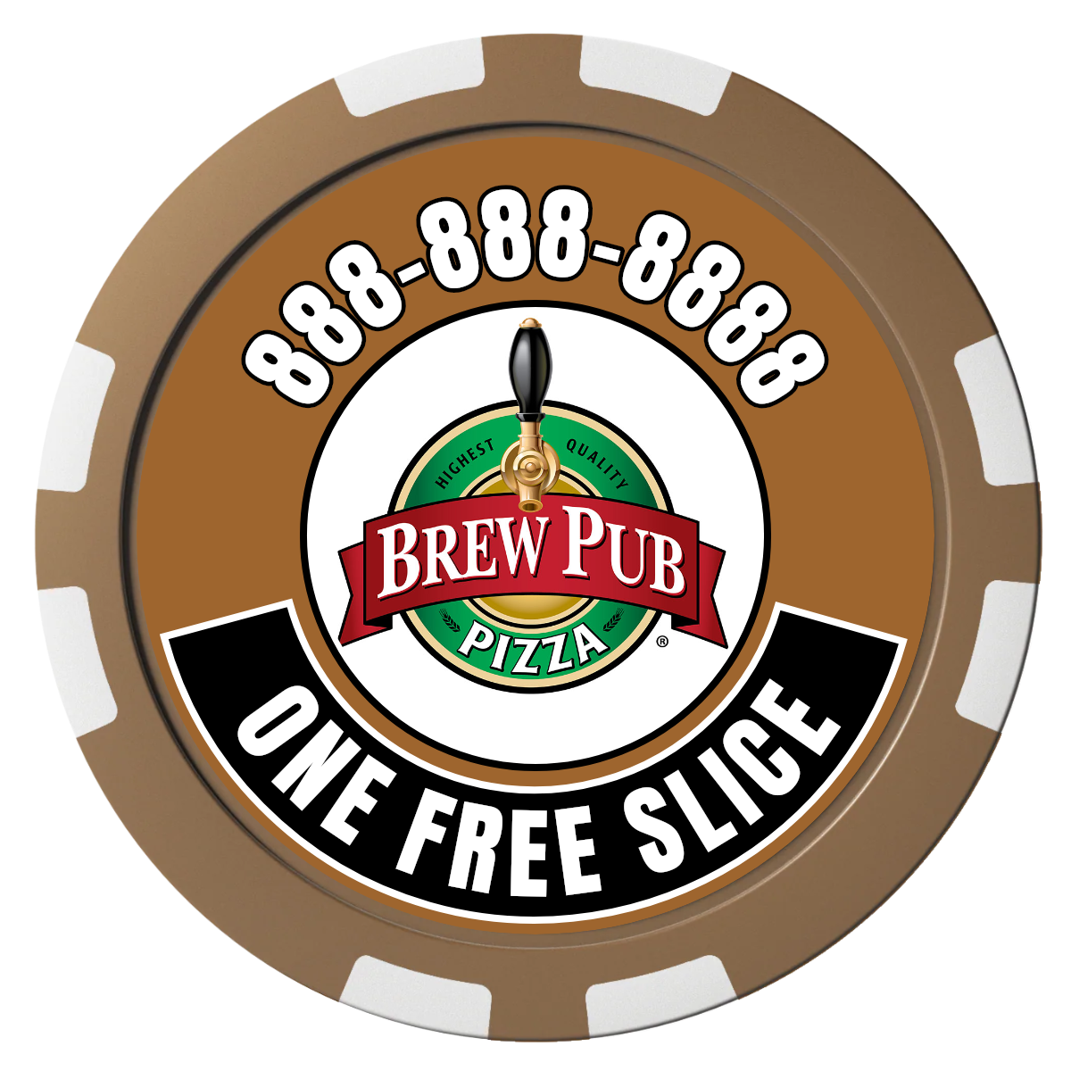 Double Pint with Logo Composite Poker Chips - Brown / 8 Stripe - Front