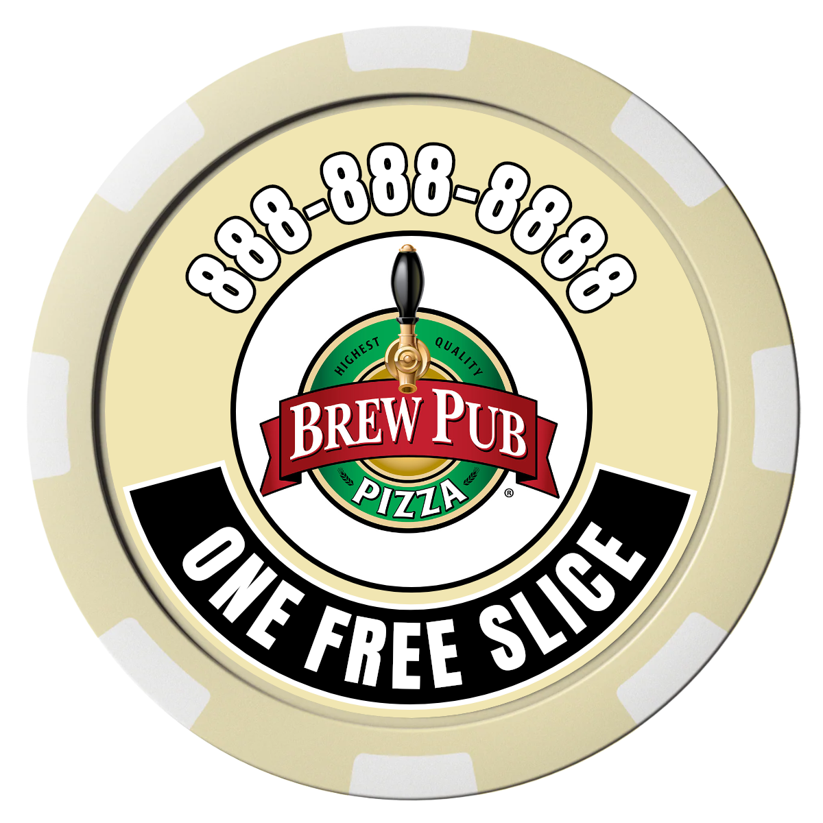 Double Pint with Logo Composite Poker Chips - Ivory / 8 Spot - Front